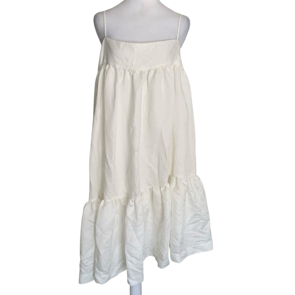 Black Halo Women’s Medium Ivory Asymmetric Hem Feminine Whimsical Babydoll Dress
